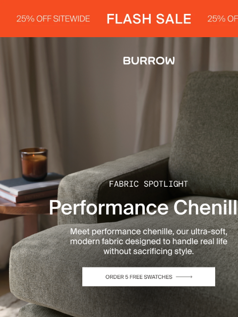 burrow newsletter: 25% Off Our Performance Chenille