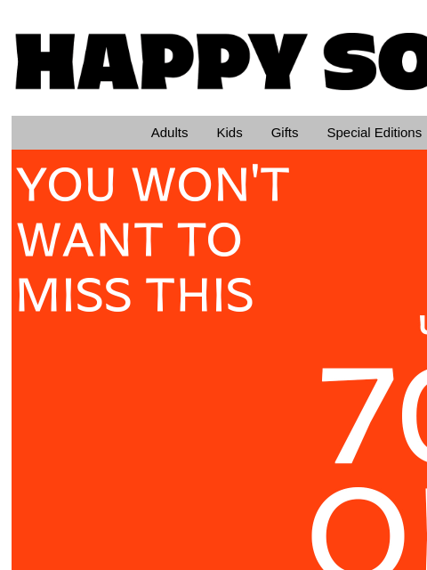 happysocks newsletter: 🚨 Up to 70% Off!
