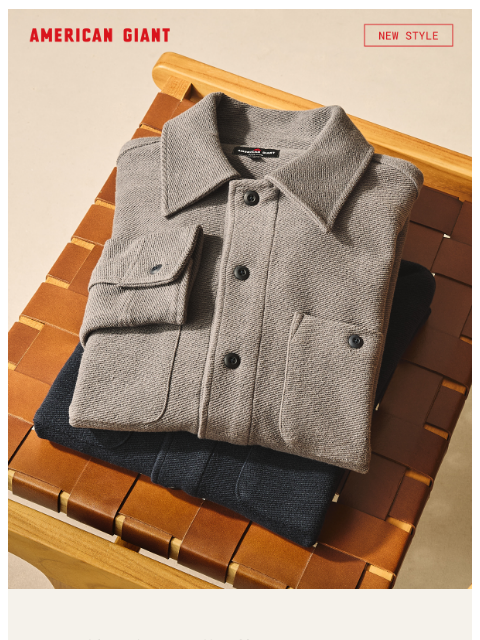 american-giant newsletter: Introducing the Twill Shacket