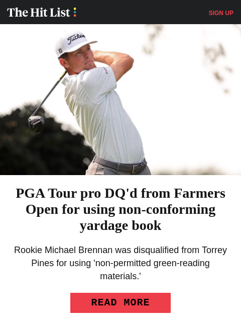 golfdigest newsletter: PGA Tour rookie DQ'd for rules gaffe