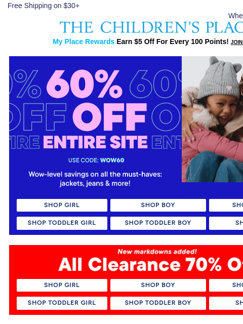 childrensplace newsletter: Time is Ticking on 60% Off Sitewide...