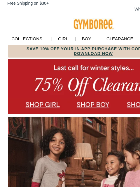 gymboree newsletter: 75% off those clearance looks you've been 👀
