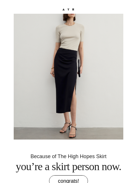ayr newsletter: the non-negotiable skirt
