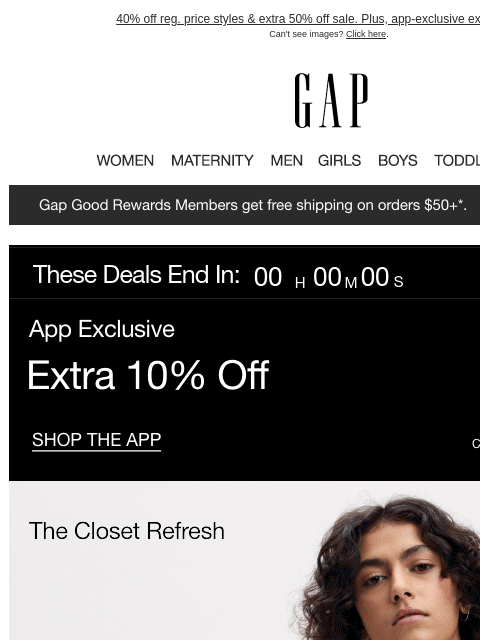 40% off reg. price styles & extra 50% off sale. Plus, app-exclusive extra 10% off. ‌ ‌ ‌ ‌ ‌ ‌ ‌ ‌ ‌ ‌ ‌ ‌ ‌ ‌ ‌ ‌ ‌ ‌ ‌ ‌ ‌ ‌ ‌ ‌ ‌ ‌ ‌ ‌ ‌ ‌ ‌ ‌ ‌ ‌ ‌ ‌ ‌ ‌ ‌ ‌ ‌ ‌ ‌ ‌ ‌ ‌ ‌ ‌ ‌ ‌ ‌ ‌ ‌ ‌ ‌ ‌ ‌