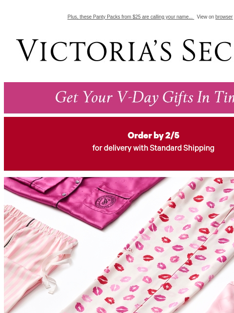 Plus, these Panty Packs from $25 are calling your name... View on browser Victoria's Secret VSCC Available Credit Display images to show real-time content Display images to show real-time content