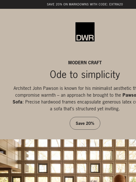 dwr newsletter: Save 20% on our bestselling sofas