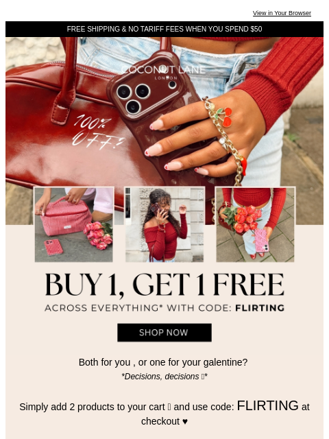 coconut-lane newsletter: Can we tempt you with 100% OFF?! 😏💞🏹💌