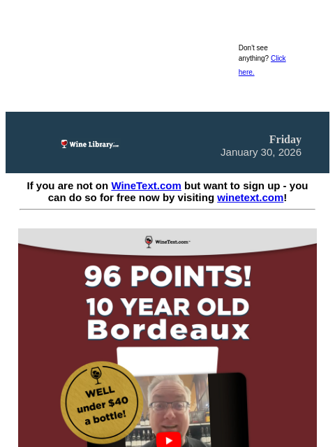 winelibrary newsletter: Mark your calendar now! A 10 Year old, 96 Point Bo...