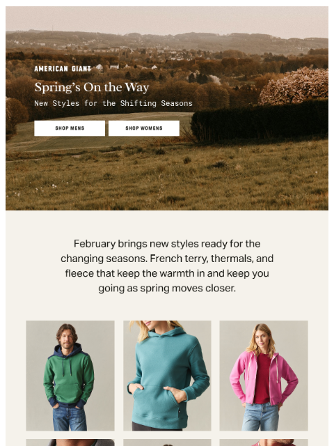 american-giant newsletter: New Launches: First Drops of Spring