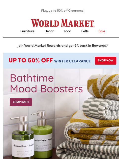 emailworldmarket newsletter: 🛁 🫧 NEW upgrades for your bath retreat