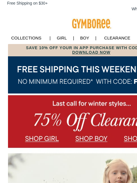 gymboree newsletter: This Weekend Only: Free Shipping on Every Order 🚚