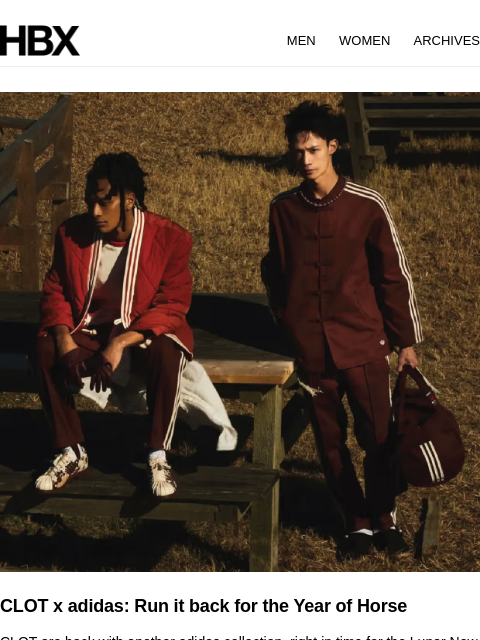 hbx newsletter: CLOT x adidas: Run it back for the Year of Horse