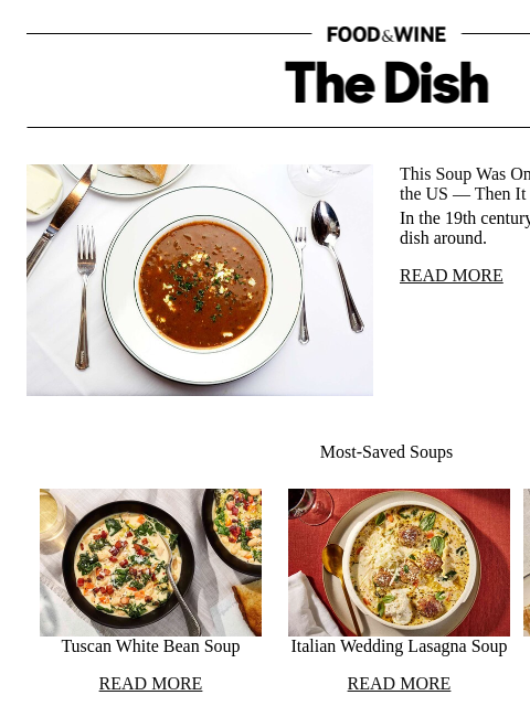 foodandwine newsletter: This Soup Was Once the Most Popular Dish in the US