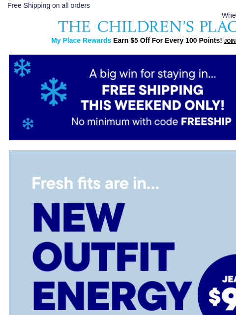 childrensplace newsletter: 5 New Outfit Ideas You *Need* to See + Free Shippi...