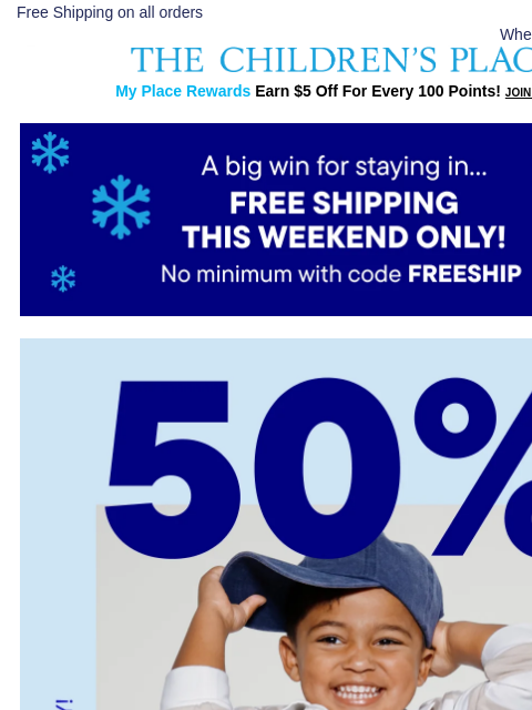 childrensplace newsletter: Last Day for Free Shipping  on every order 📦