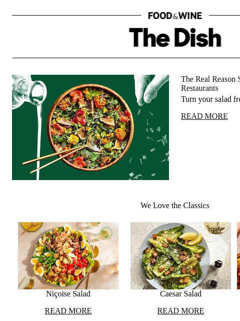 foodandwine newsletter: The Real Reason Salads Taste Better at Restaurants