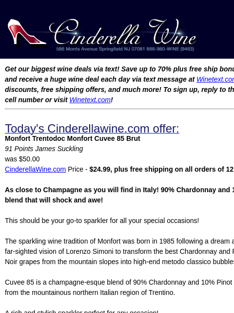 winelibrary newsletter: Monfort Trentodoc Monfort Cuvee 85 Brut (91 JS) Fr...