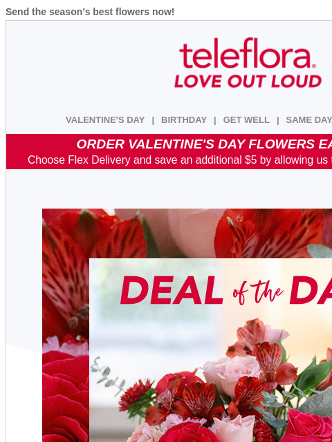 teleflora newsletter: Use Your [$15.19] Credit on Romantic Flowers 🌸