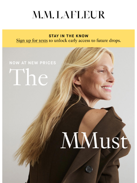 mmlafleur newsletter: Sharp workwear—at sharper prices.