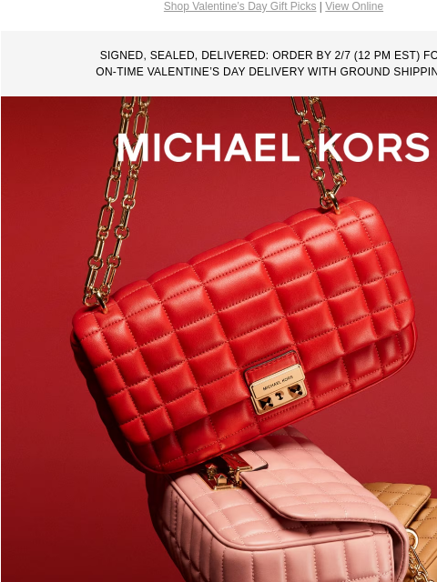 Shop Valentine's Day Gift Picks | View Online SIGNED, SEALED, DELIVERED: ORDER BY 2/7 (12 PM EST) FOR ON-TIME VALENTINE'S DAY DELIVERY WITH GROUND SHIPPING. MICHAEL KORS CUTE COUPLE Still