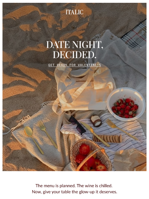 italic newsletter: NEW: The Valentine's Day Edit