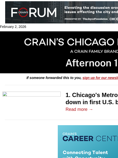 crainalerts newsletter: Chicago bank shut down by regulators