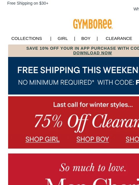 gymboree newsletter: Roses Are Red, Clearance is 75% Off 🌹💘