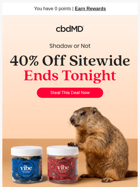 cbdmd newsletter: Your 40% Off Savings End Tonight