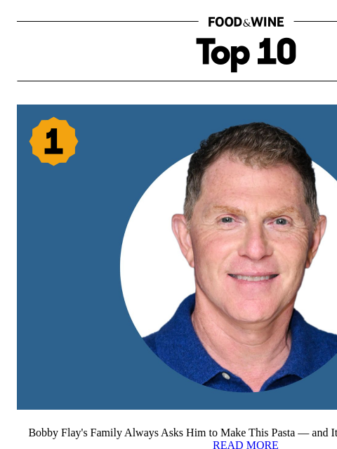 foodandwine newsletter: Bobby Flay's 'Most Requested Pasta' at Home