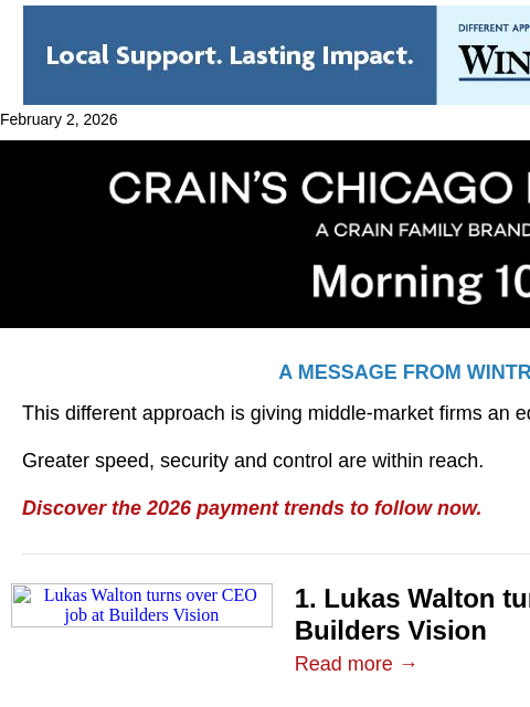 crainalerts newsletter: Illinois' richest man seeks CEO