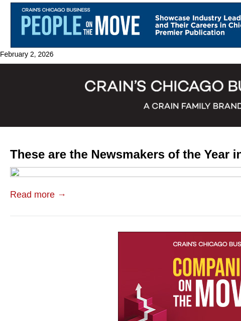 crainalerts newsletter: Newsmakers of the Year