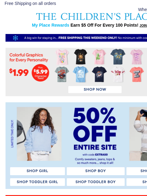 childrensplace newsletter: ❗FINAL HOURS❗Free Shipping Ends Tonight
