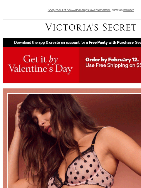 victoriassecret newsletter: V-Day Bra + Panty Sets for YOU