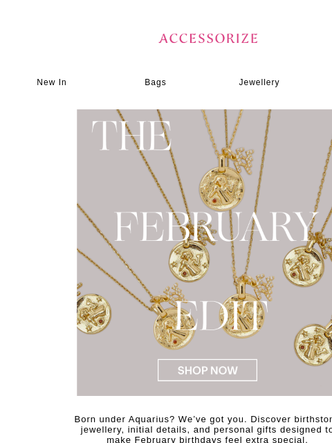 accessorize newsletter: Got a February birthday to buy for?