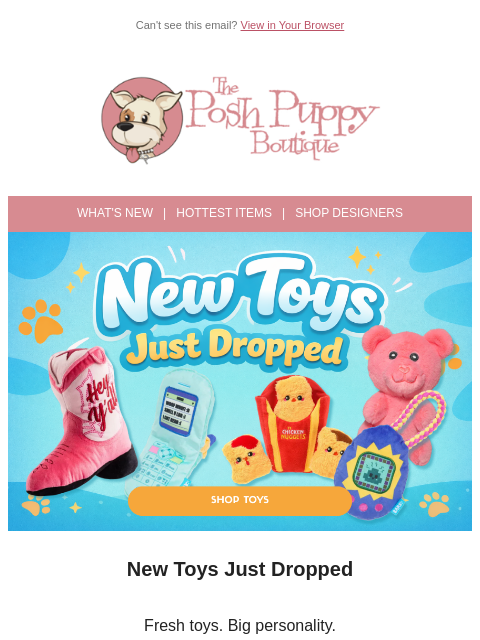 poshpuppyboutique newsletter: New Toys Just Dropped 🧸💖