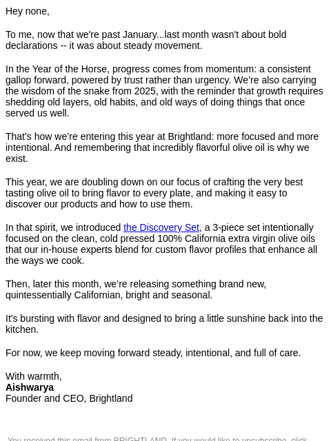 brightland newsletter: On momentum, shedding, and what's coming