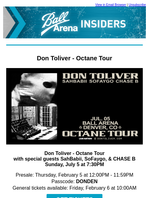 kroenkeentertainment newsletter: JUST ANNOUNCED: Don Toliver + Win Tickets To Bad O...