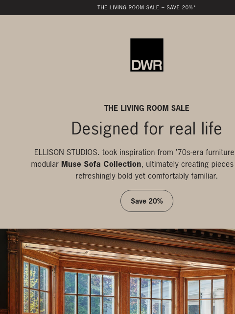 dwr newsletter: 20% off ELLISON STUDIOS.