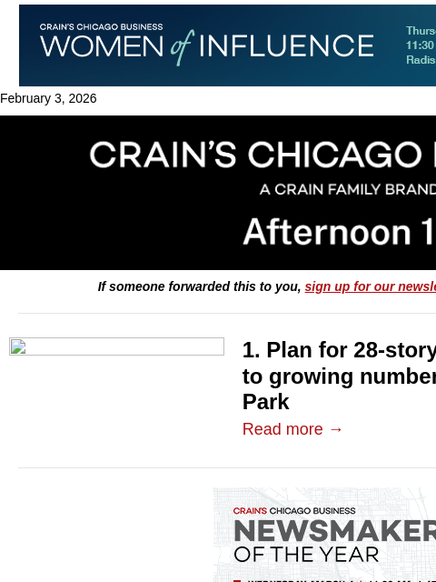 crainalerts newsletter: New high-rise adds to Lincoln Park skyline