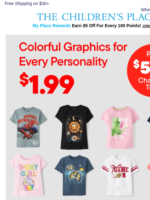 childrensplace newsletter: The Great Graphic Tee Stock-Up Is 🔛