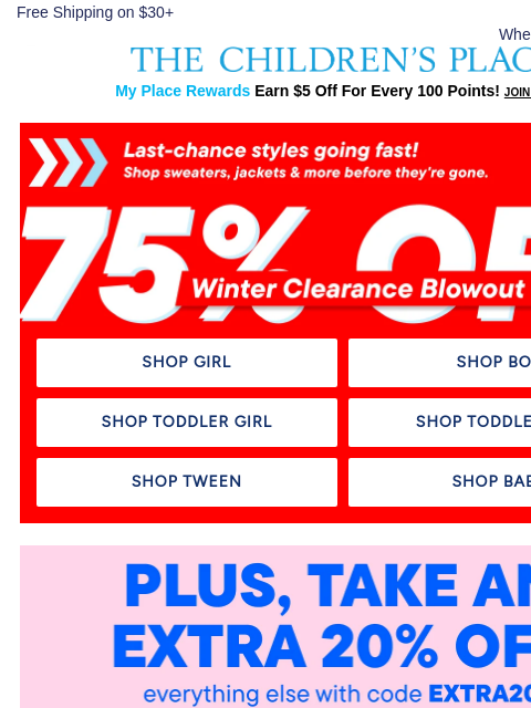 childrensplace newsletter: Extra 20% Off🌟 Let's Go Shopping 🛍️