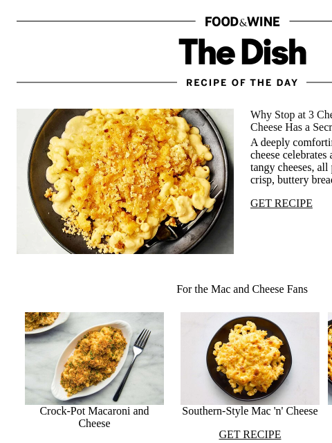 foodandwine newsletter: Four-Cheese Mac and Cheese