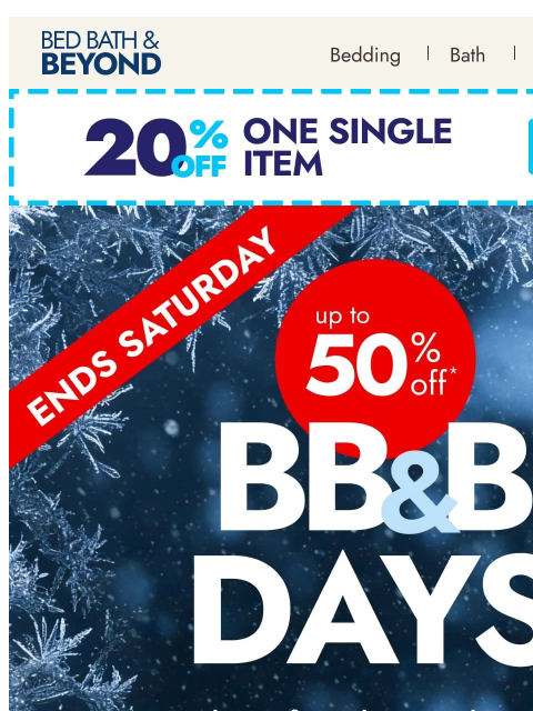 bedbathandbeyond newsletter: Don’t miss these BB&B Days deals—up to 50% off