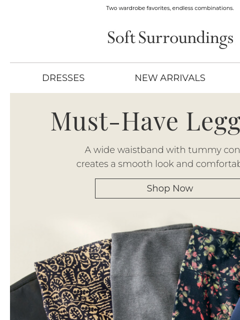 softsurroundings newsletter: Leggings & Tunics, Style Made Easy