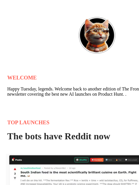 producthunt newsletter: Humans not needed