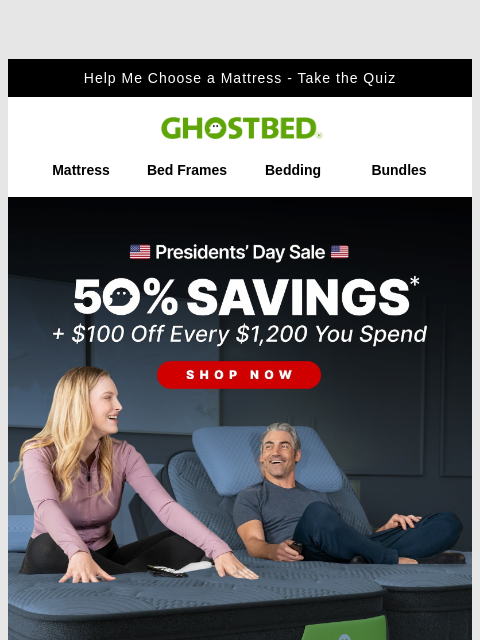 ghostbed newsletter: NEW! $100 off every $1200 spent!