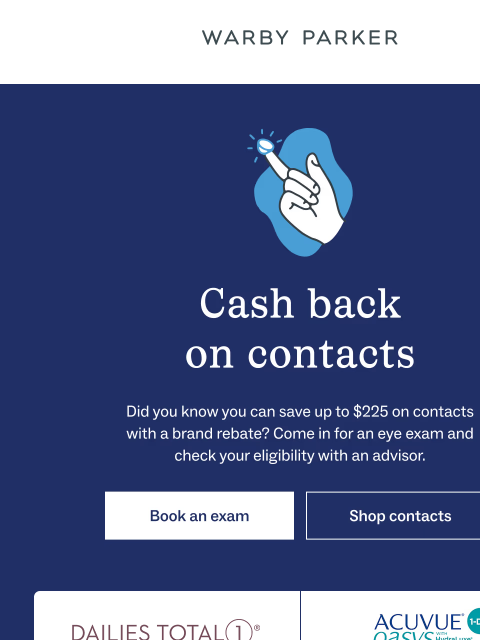 warbyparker newsletter: Contacts savings hack!