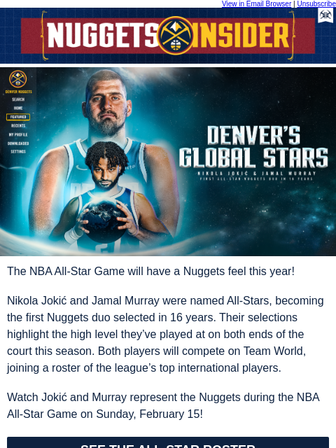 thedenvernuggets newsletter: The Nuggets Duo Takes the All-Star Stage