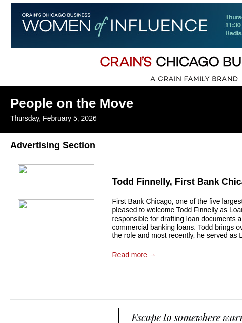 crainalerts newsletter: Crain's Chicago Business - People on the Move