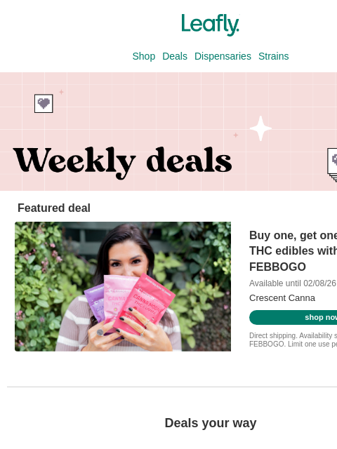 leafly newsletter: February weed deals are here 🍃